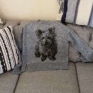 Anthropology Wool Blend Gray Dog Sweater